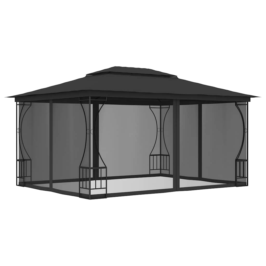 Steel Frame Gazebo with Nets 9.8x13.1x8.7 Feet Anthracite K97912