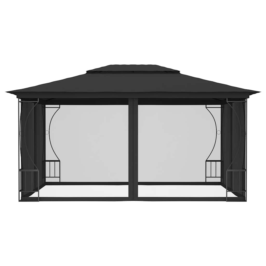 Steel Frame Gazebo with Nets 9.8x13.1x8.7 Feet Anthracite K97912