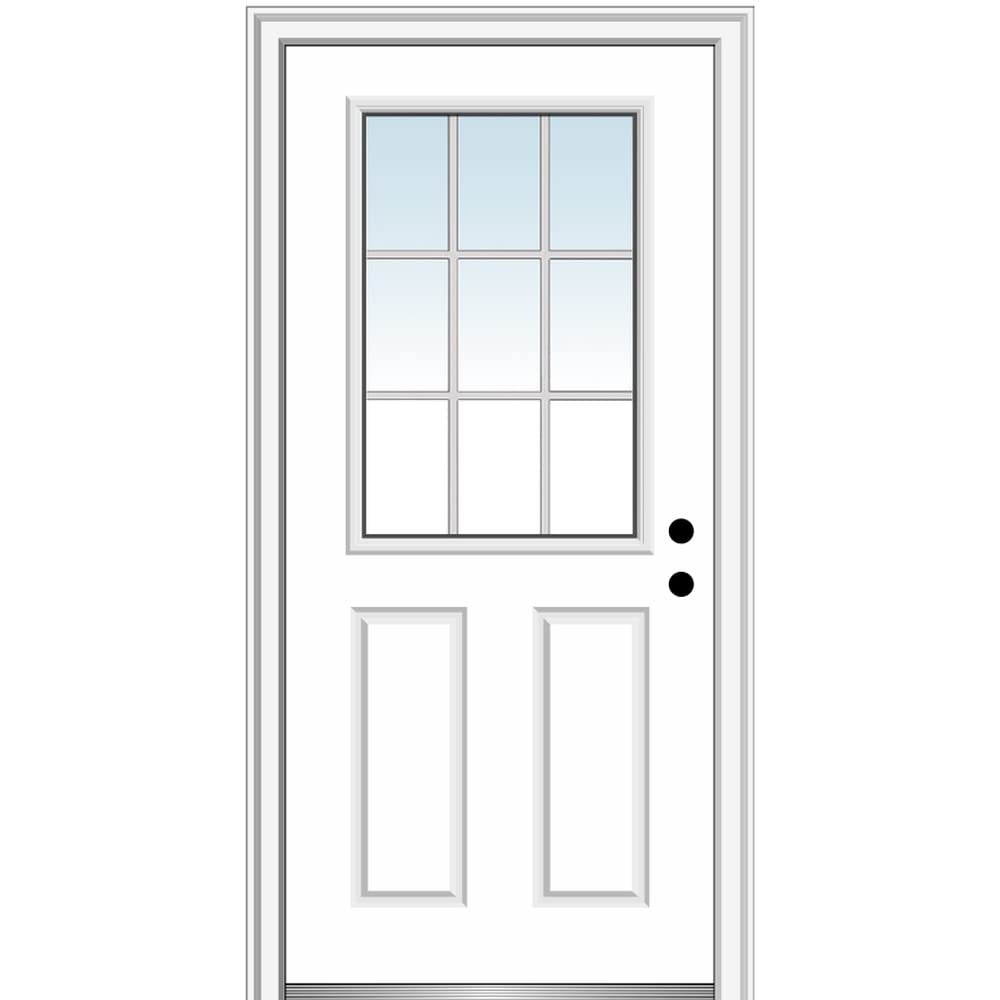 Steel Primed Left-Hand Inswing 1/2 Lite 2-Panel Prehung Front Door 30" x 80" W3927