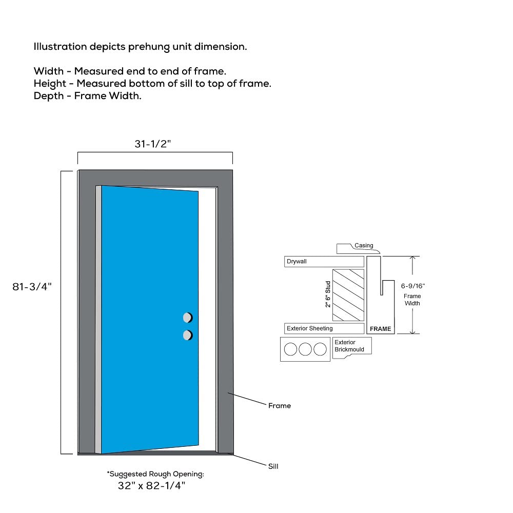 Steel Primed Left-Hand Inswing 1/2 Lite 2-Panel Prehung Front Door 30" x 80" W3927