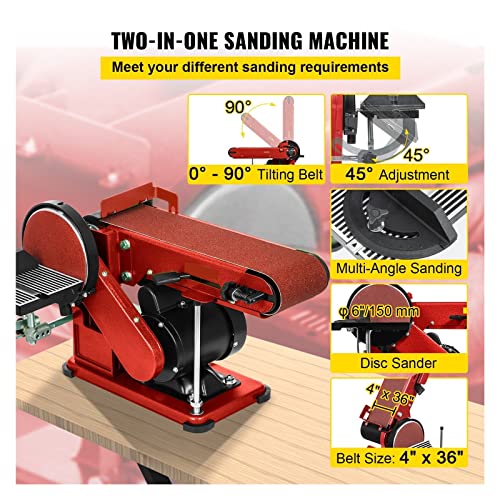 4x36 Inch and 6 Inch Disc 350W Benchtop Belt Disc Sander R594499