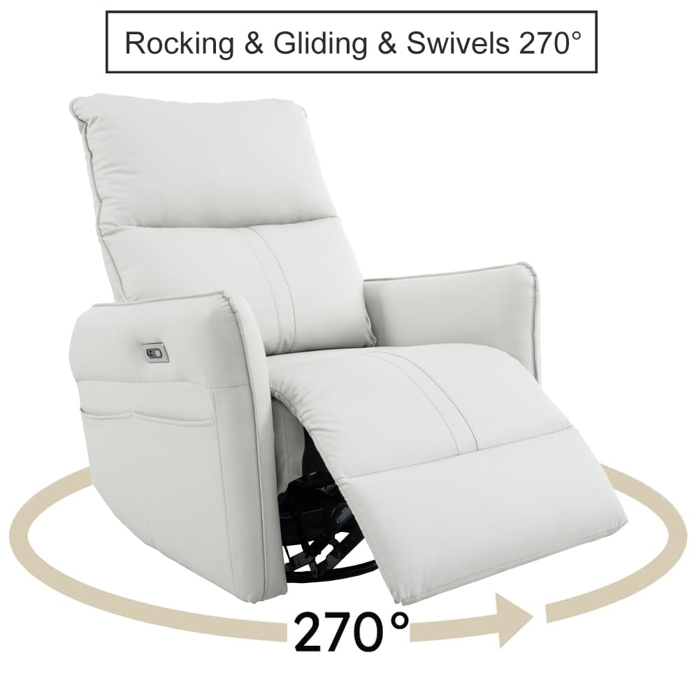 Power Swivel Rocker Recliner Chair Light Gray O165085