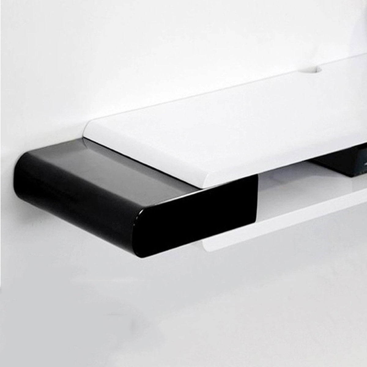 White Black Wall Mounted TV Stand with Storage Shelf T597835