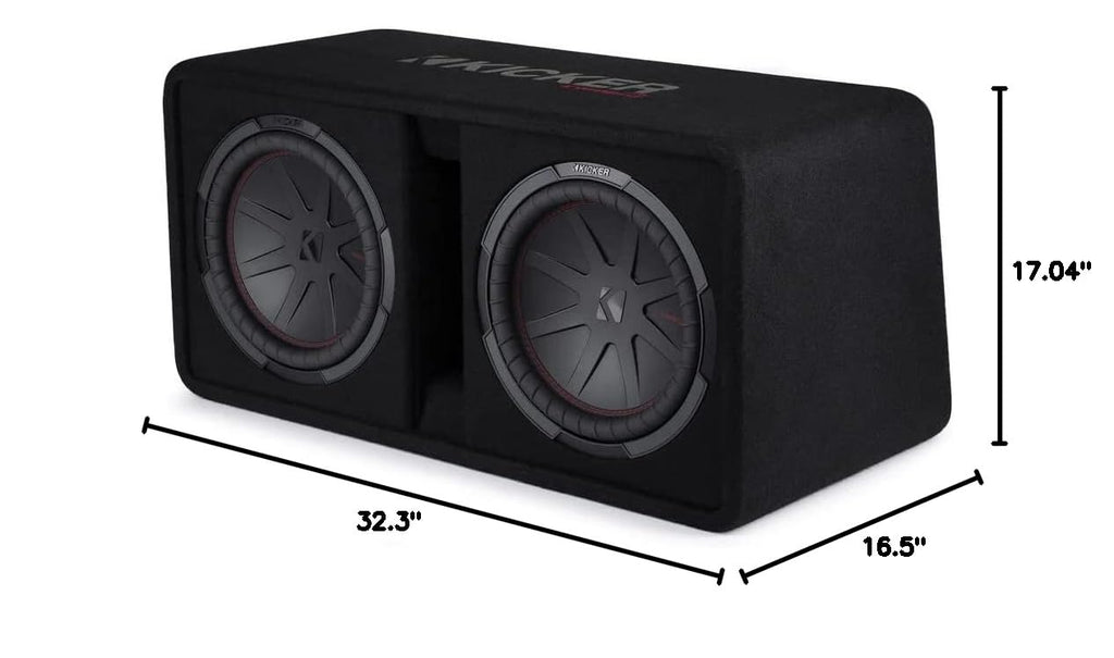 Dual 12" 1000W RMS 2 Ohm Loaded Subwoofer Enclosure & Amp Package F5559