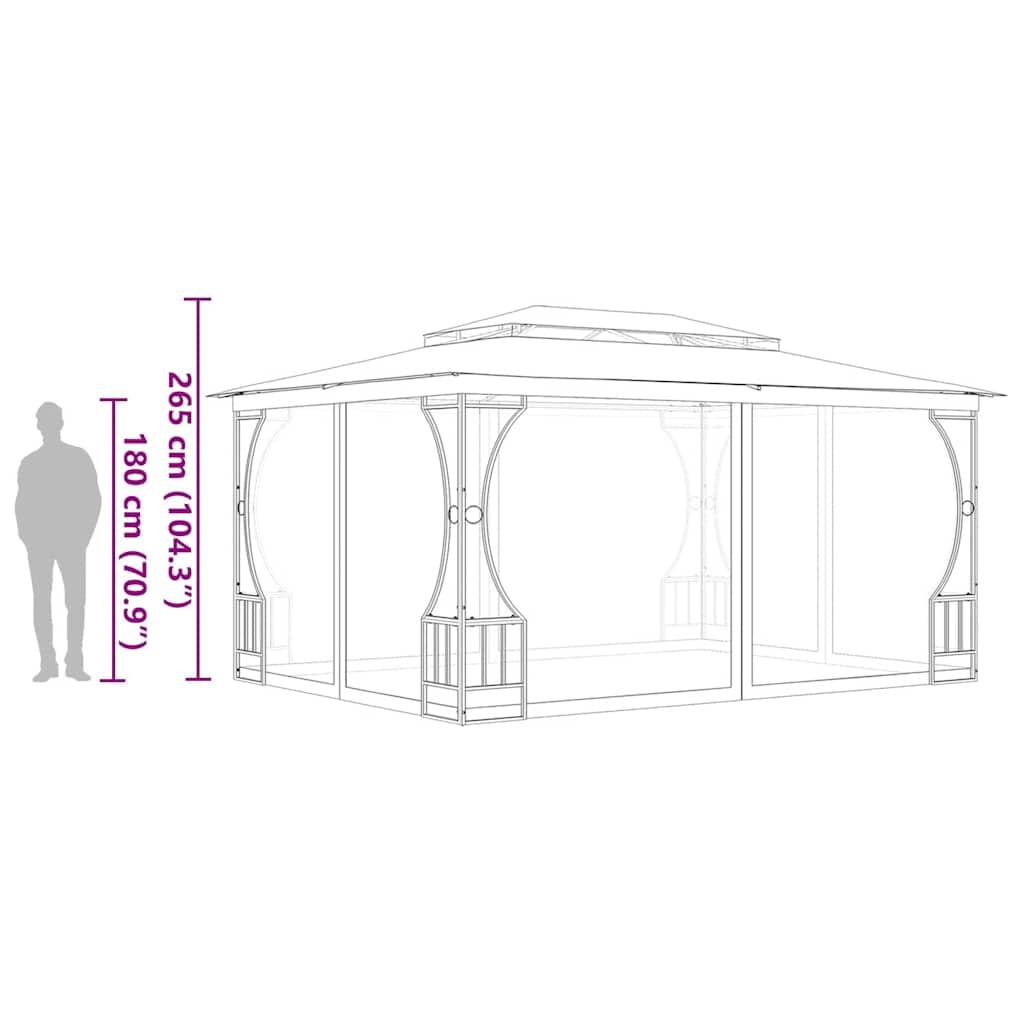 Steel Frame Gazebo with Nets 9.8x13.1x8.7 Feet Anthracite K97912