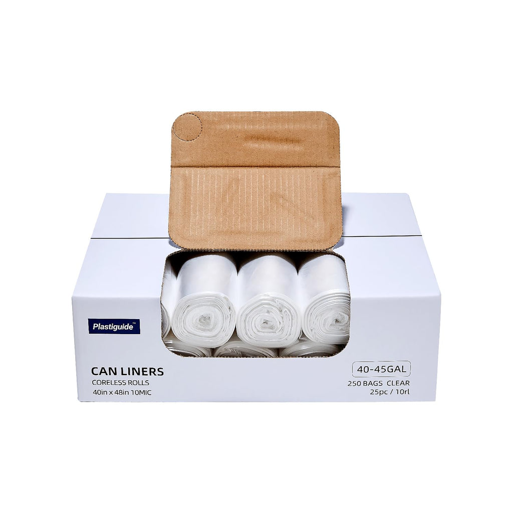 Clear 40-45 Gallon Trash Can Liners, 250 Count E75330