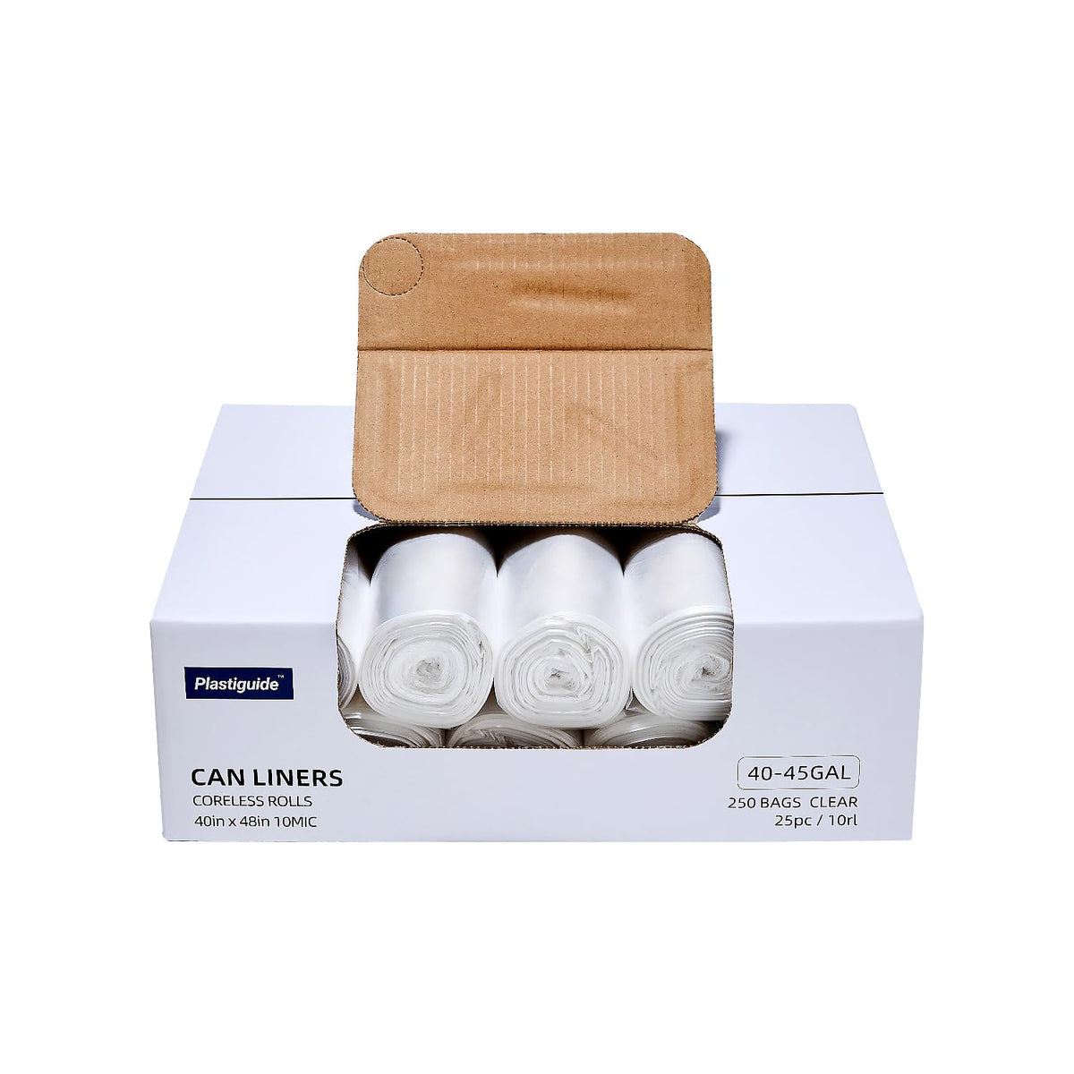 Clear 40-45 Gallon Trash Can Liners, 250 Count E75330