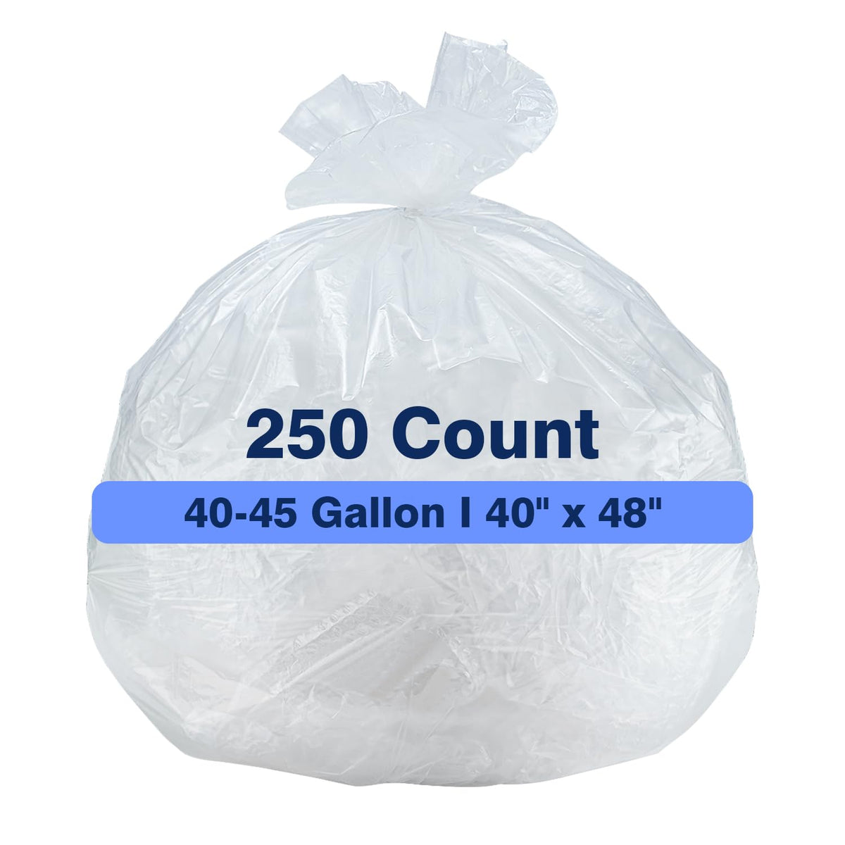 Clear 40-45 Gallon Trash Can Liners, 250 Count E75330