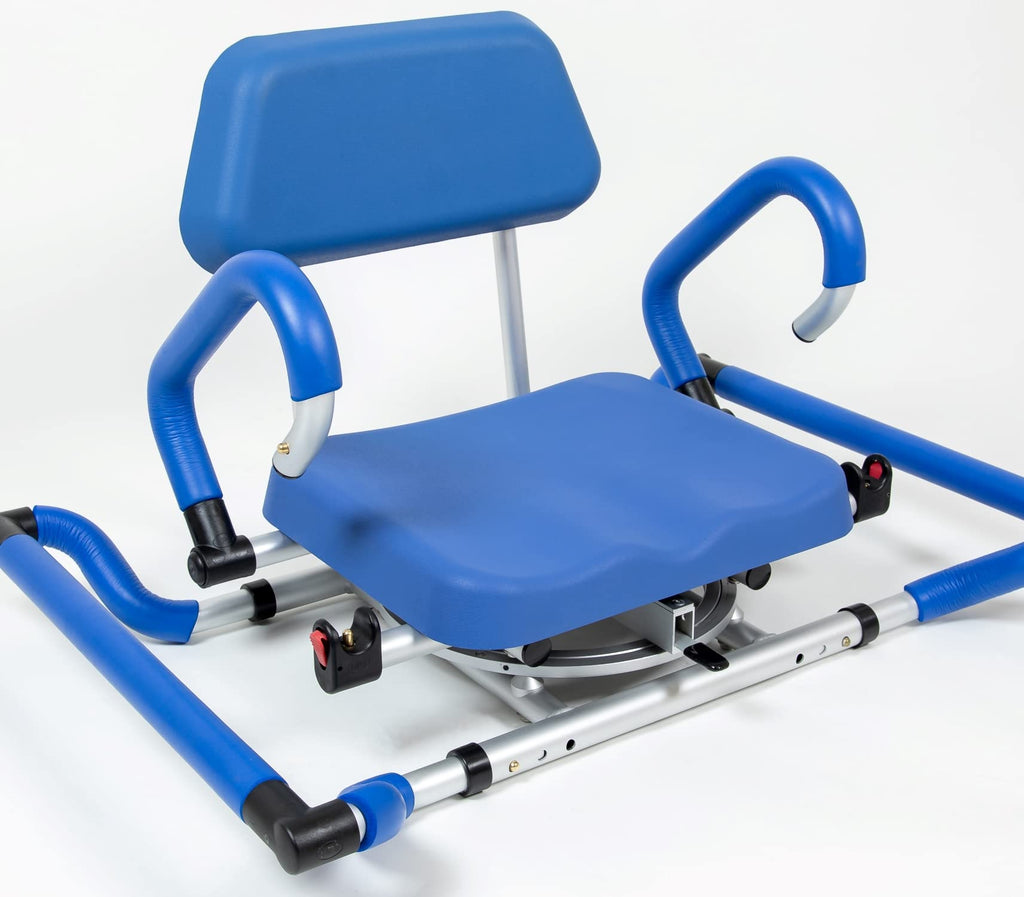 Blue Tub-Mounted Shower Chair with Padded Seat Back and Arms N3395