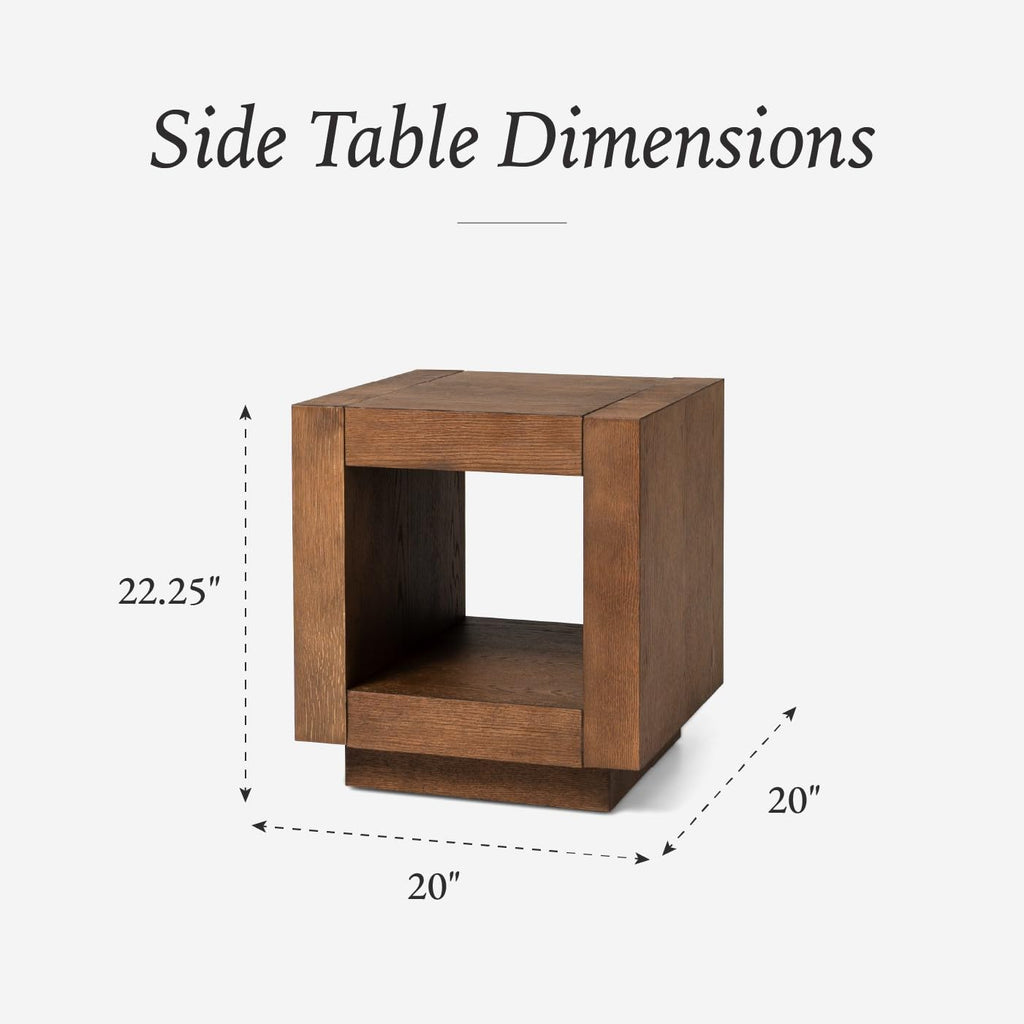 Natural Square Side Table with Storage, Set of 2 H7805
