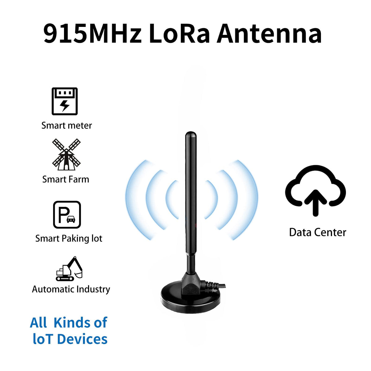 Waterproof 5.8dBi Pure Copper 915MHz LoRa Gateway Antenna with 3M Cable X143768