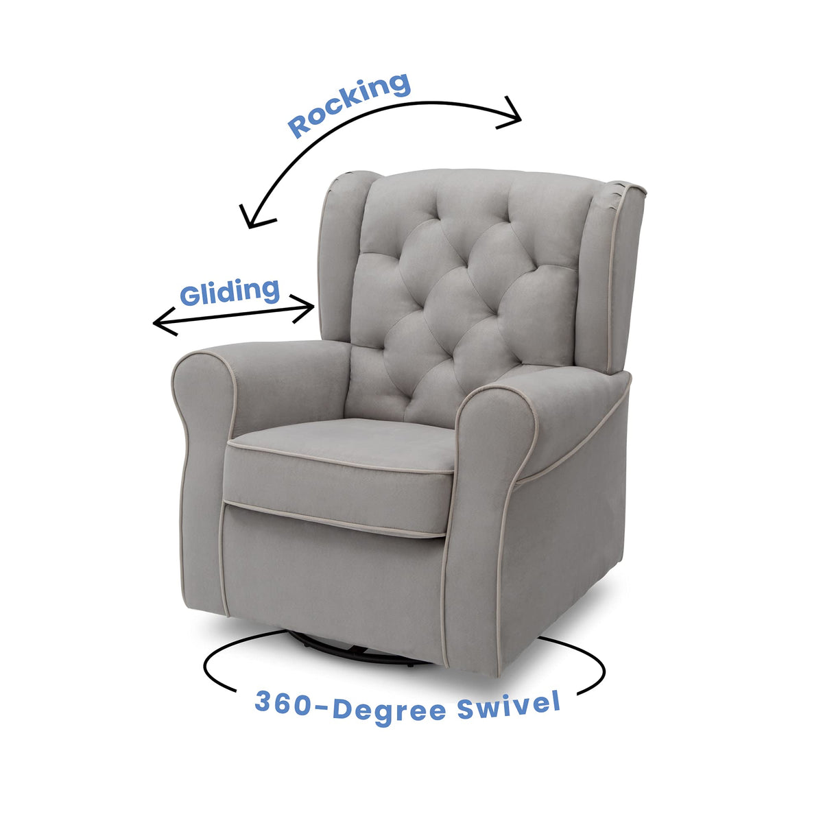 Dove Grey Upholstered Swivel Rocker Chair D12334