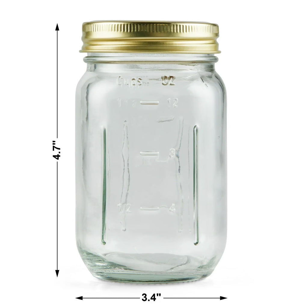 16 oz Regular Mouth Glass Canning Jars with Lids and Rings, 12-Pack U746082