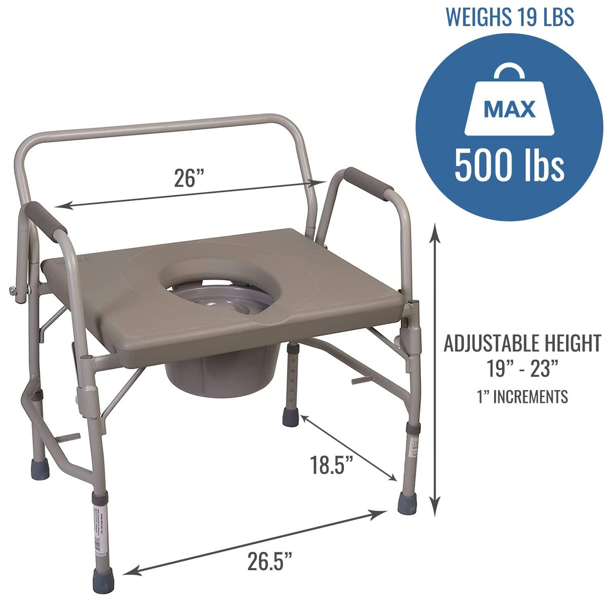 Portable Bedside Commode Chair with Handles A39135