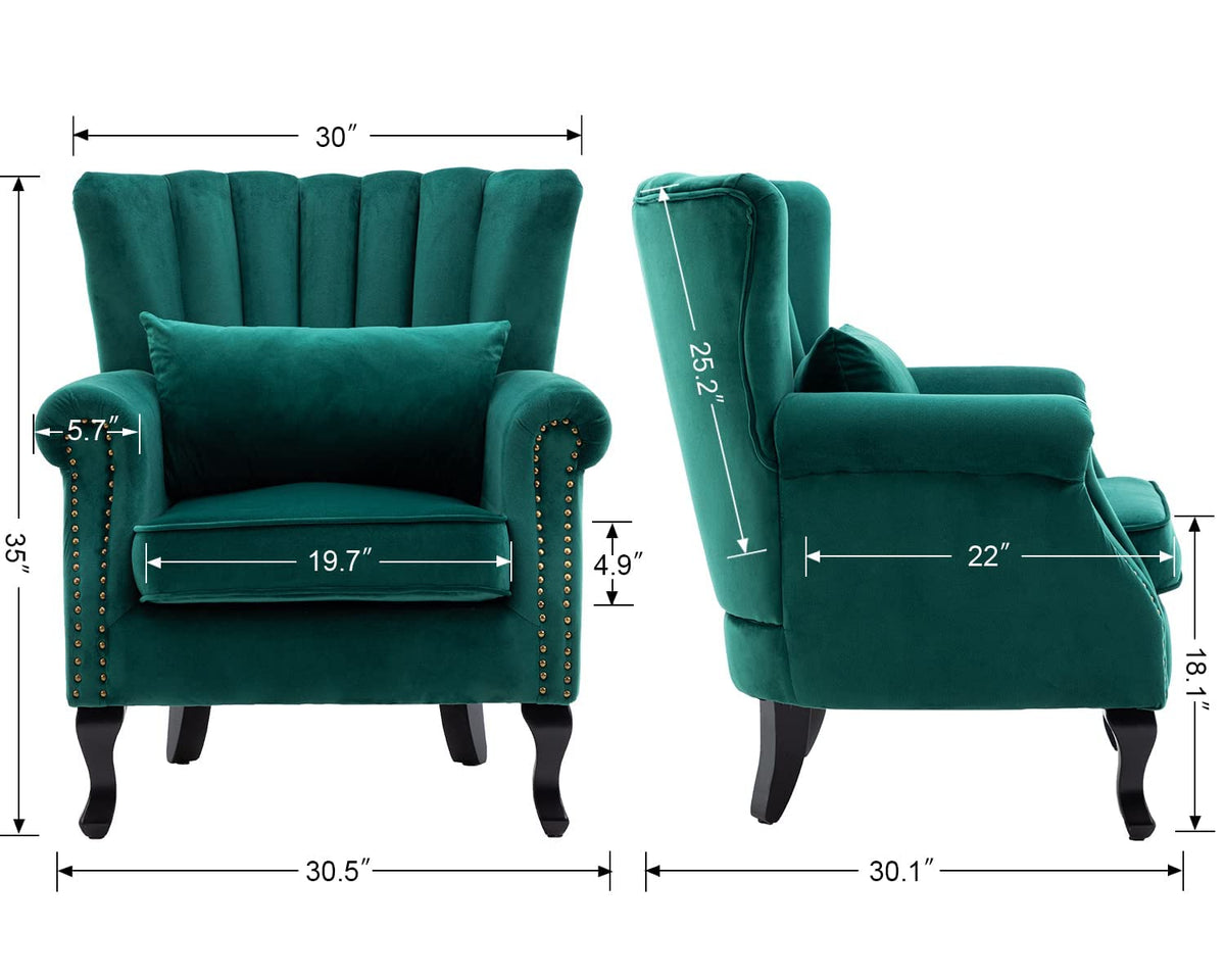 Velvet Accent Chairs Set of 2 Green Q130