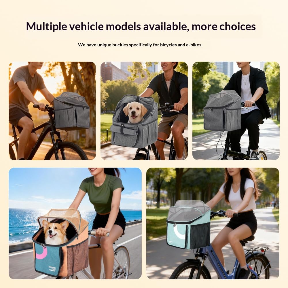 Expandable Soft-Sided Pet Bike Basket with Breathable Mesh L840587