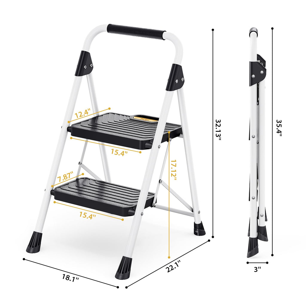2 Step Folding Step Stool White G7512