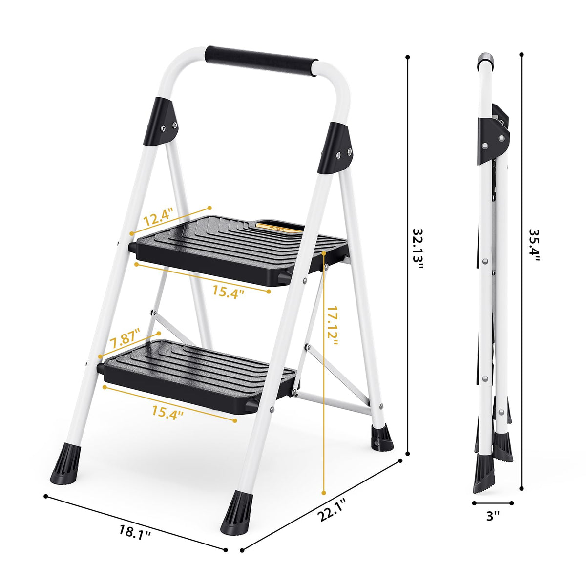 2 Step Folding Step Stool White G7512