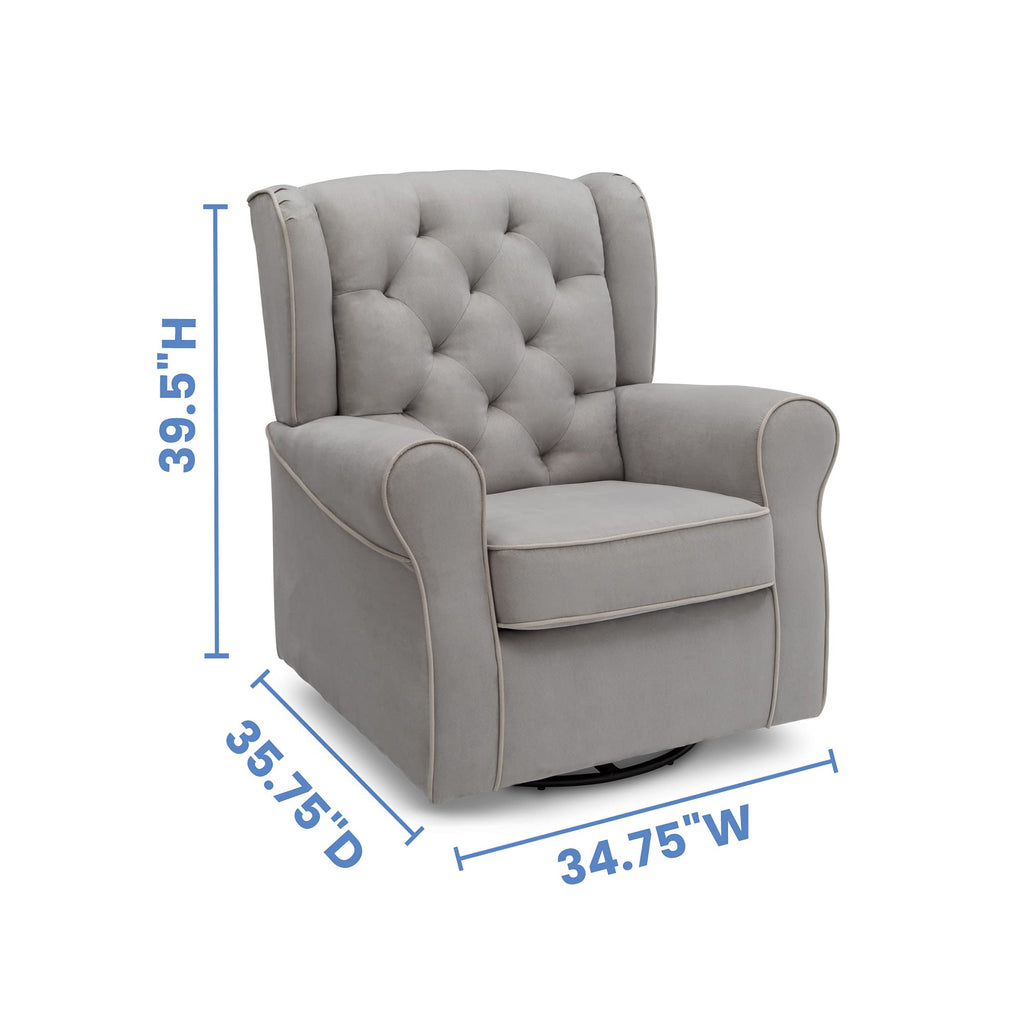 Dove Grey Upholstered Swivel Rocker Chair D12334