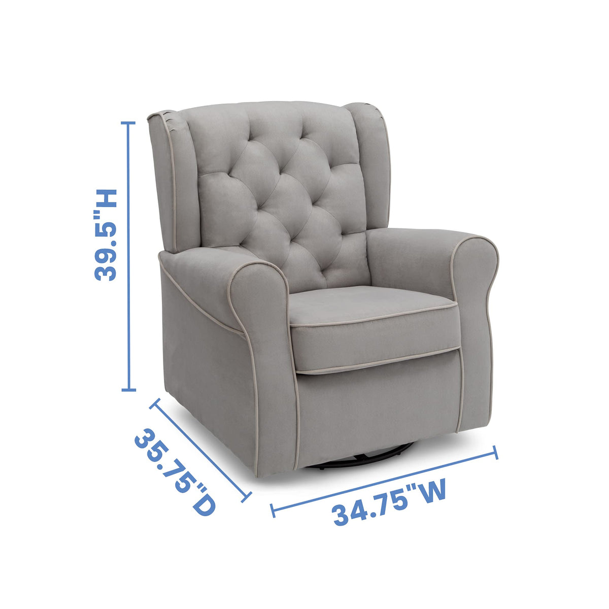 Dove Grey Upholstered Swivel Rocker Chair D12334