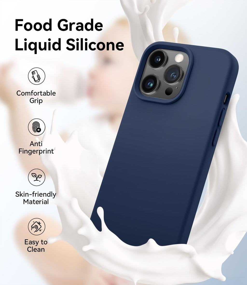 Magnetic Silicone Phone Case with Microfiber Lining, 6.7 inch, Navy Blue M26757