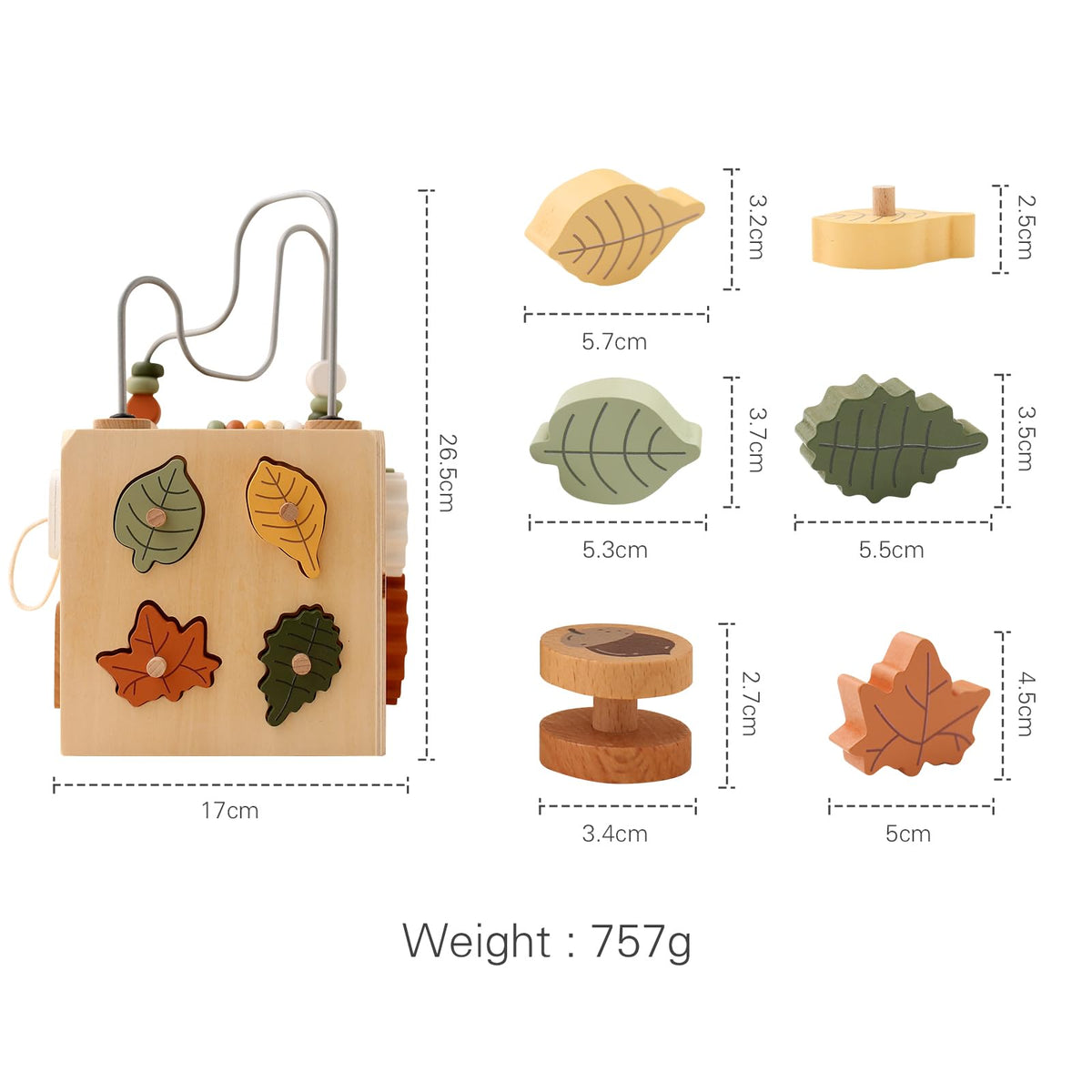 5 in 1 Wooden Activity Cube Bead Maze Shape Sorter X880591