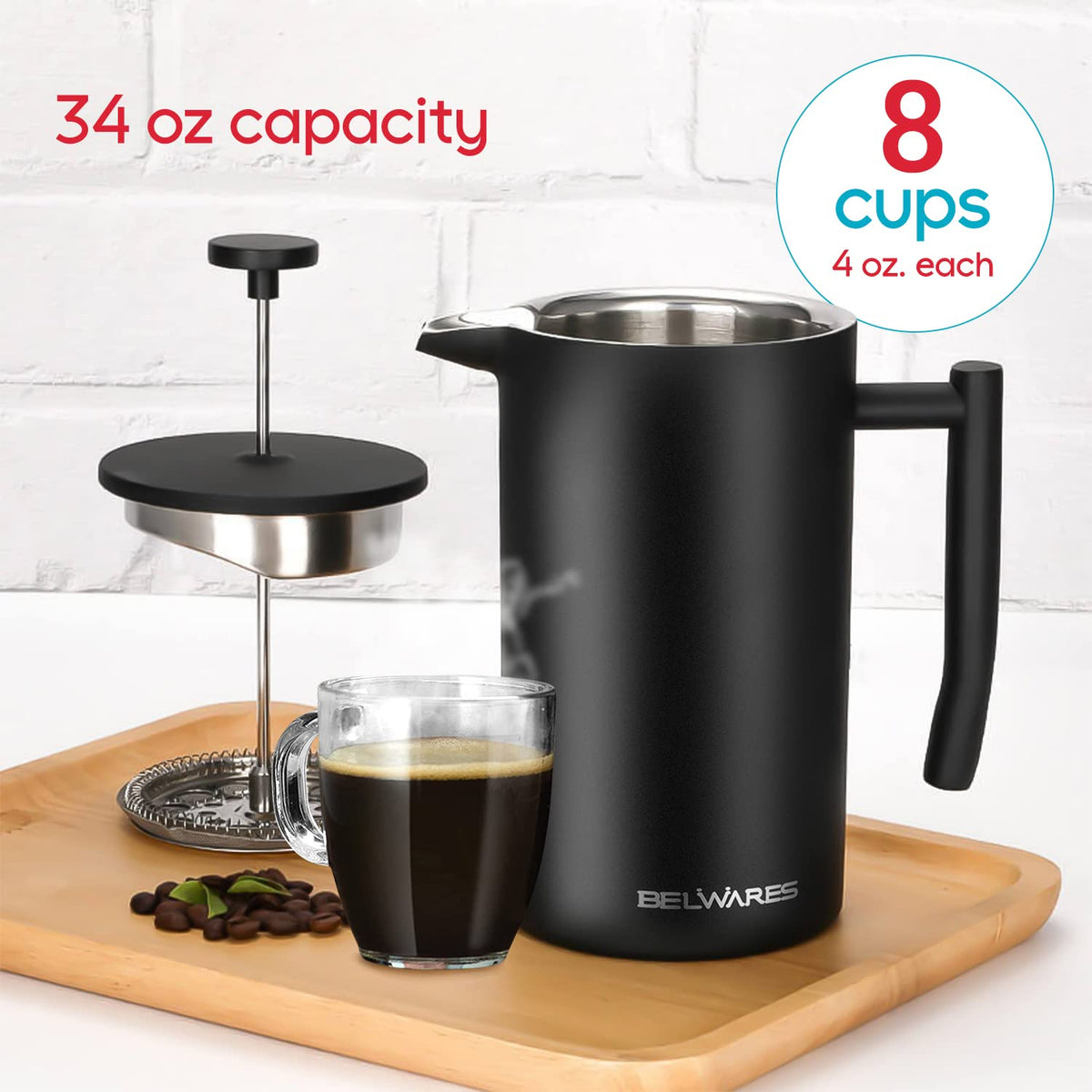 34oz Insulated Stainless Steel French Press M6964