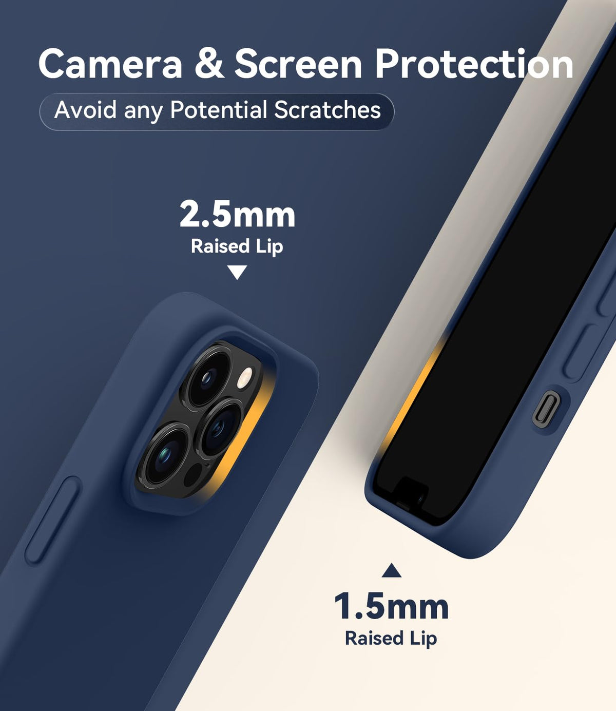 Magnetic Silicone Phone Case with Microfiber Lining, 6.7 inch, Navy Blue M26757