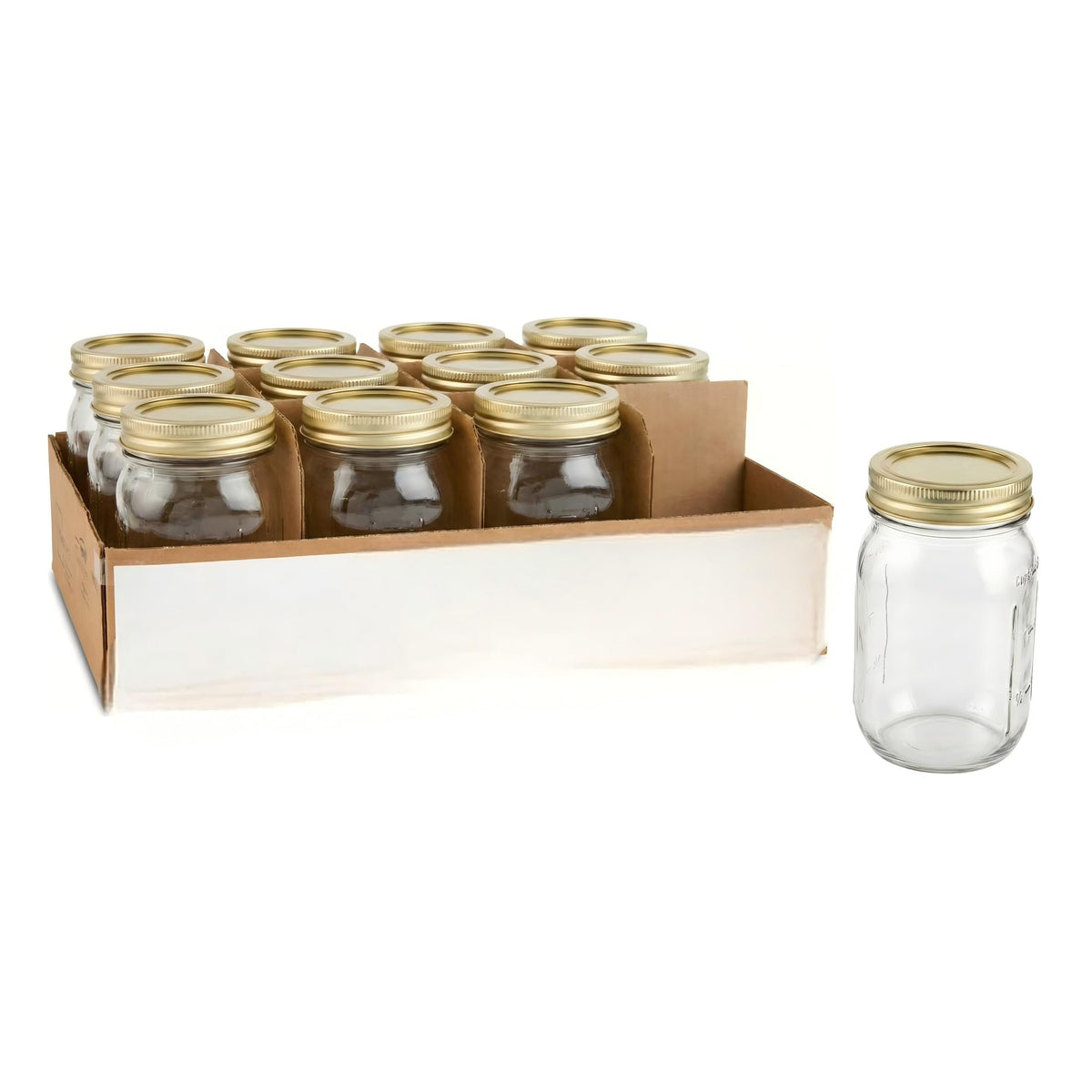 16 oz Regular Mouth Glass Canning Jars with Lids and Rings, 12-Pack U746082