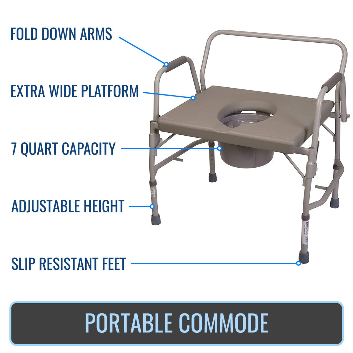 Portable Bedside Commode Chair with Handles A39135