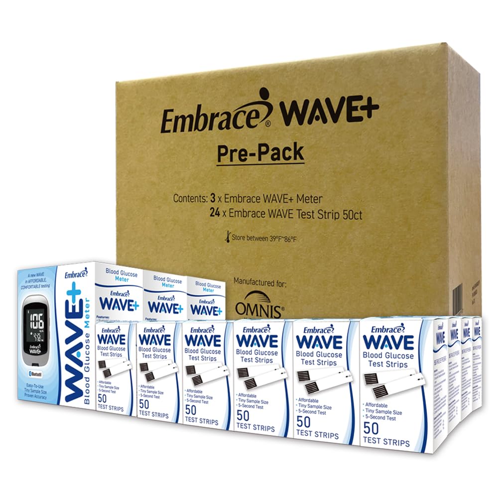 Bluetooth Diabetes Testing Prepack with 3 Meters and 24 Boxes of 50ct Blood Test Strips E6088