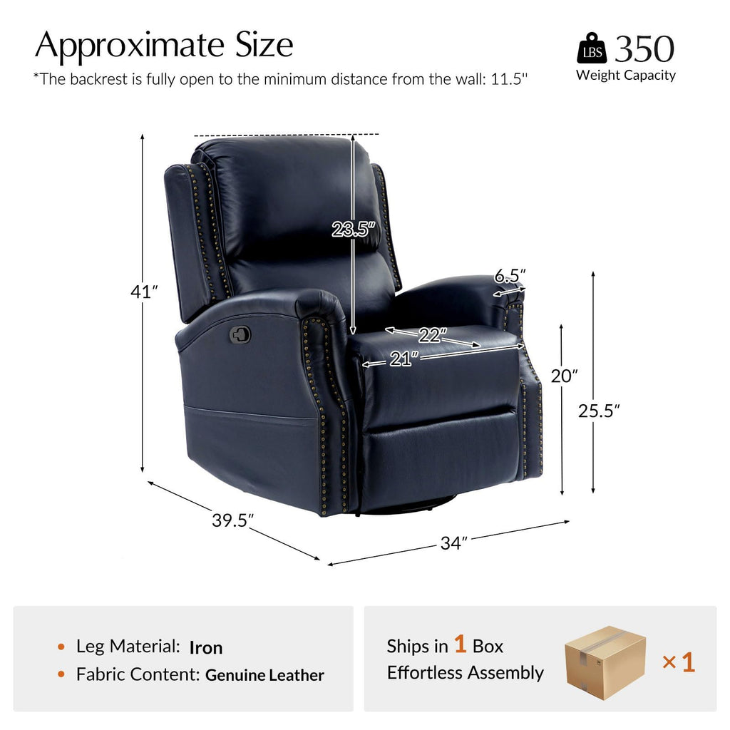 Navy Swivel Rocking Recliner X278