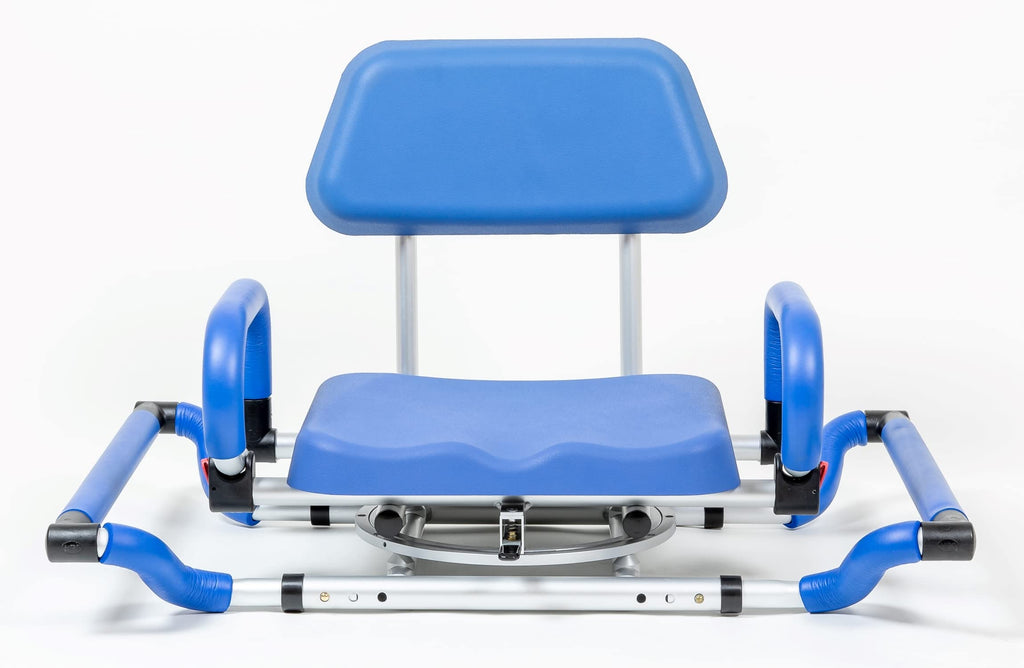 Blue Tub-Mounted Shower Chair with Padded Seat Back and Arms N3395