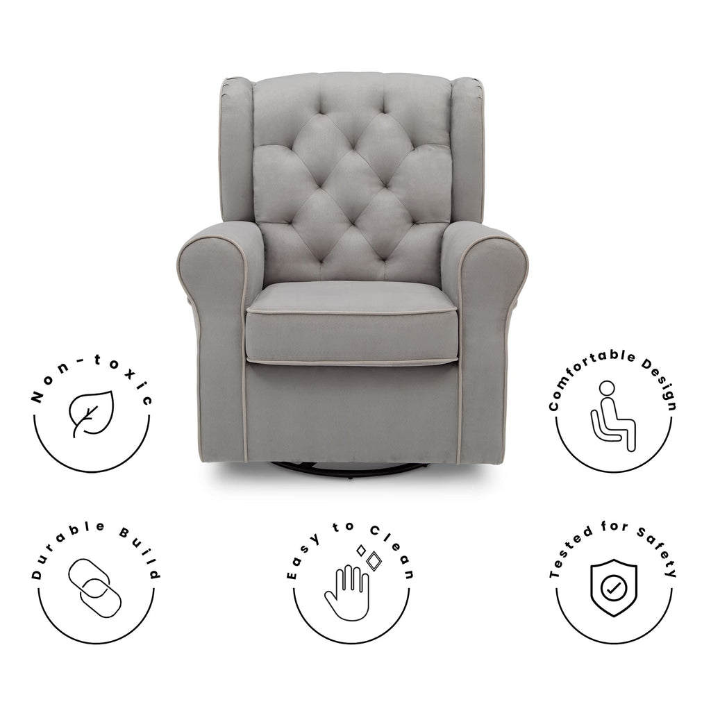 Dove Grey Upholstered Swivel Rocker Chair D12334