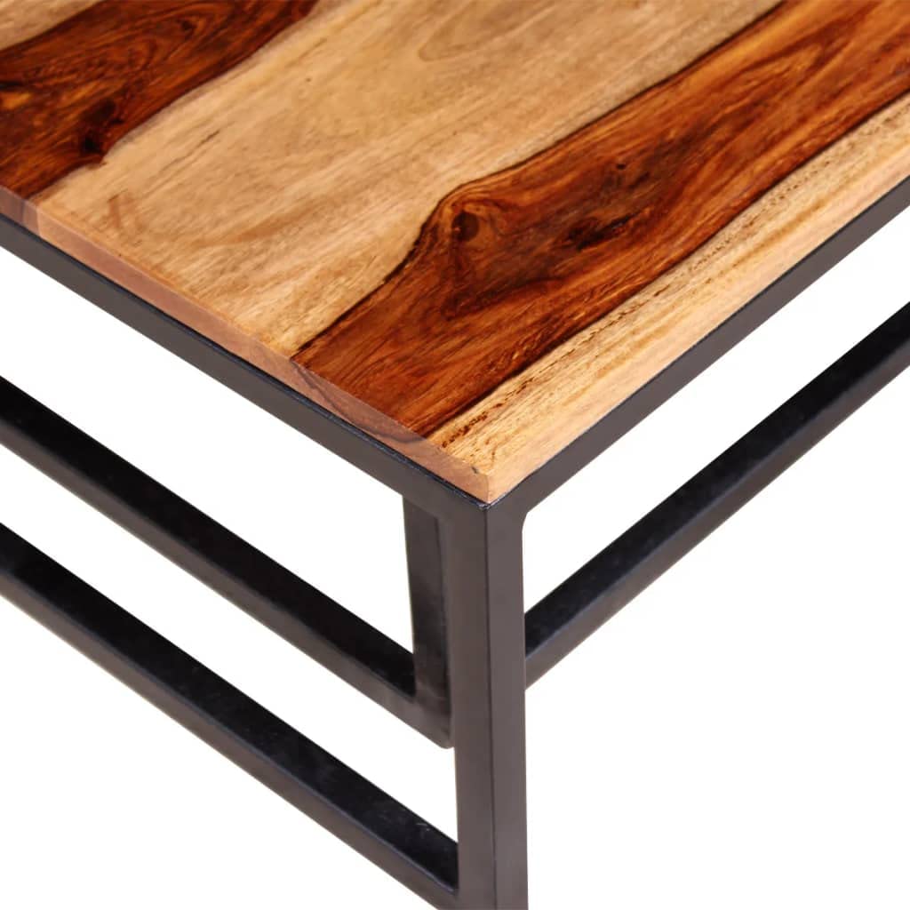 Solid Sheesham Wood Nesting Coffee Tables Set of 2 Metal Frame R400