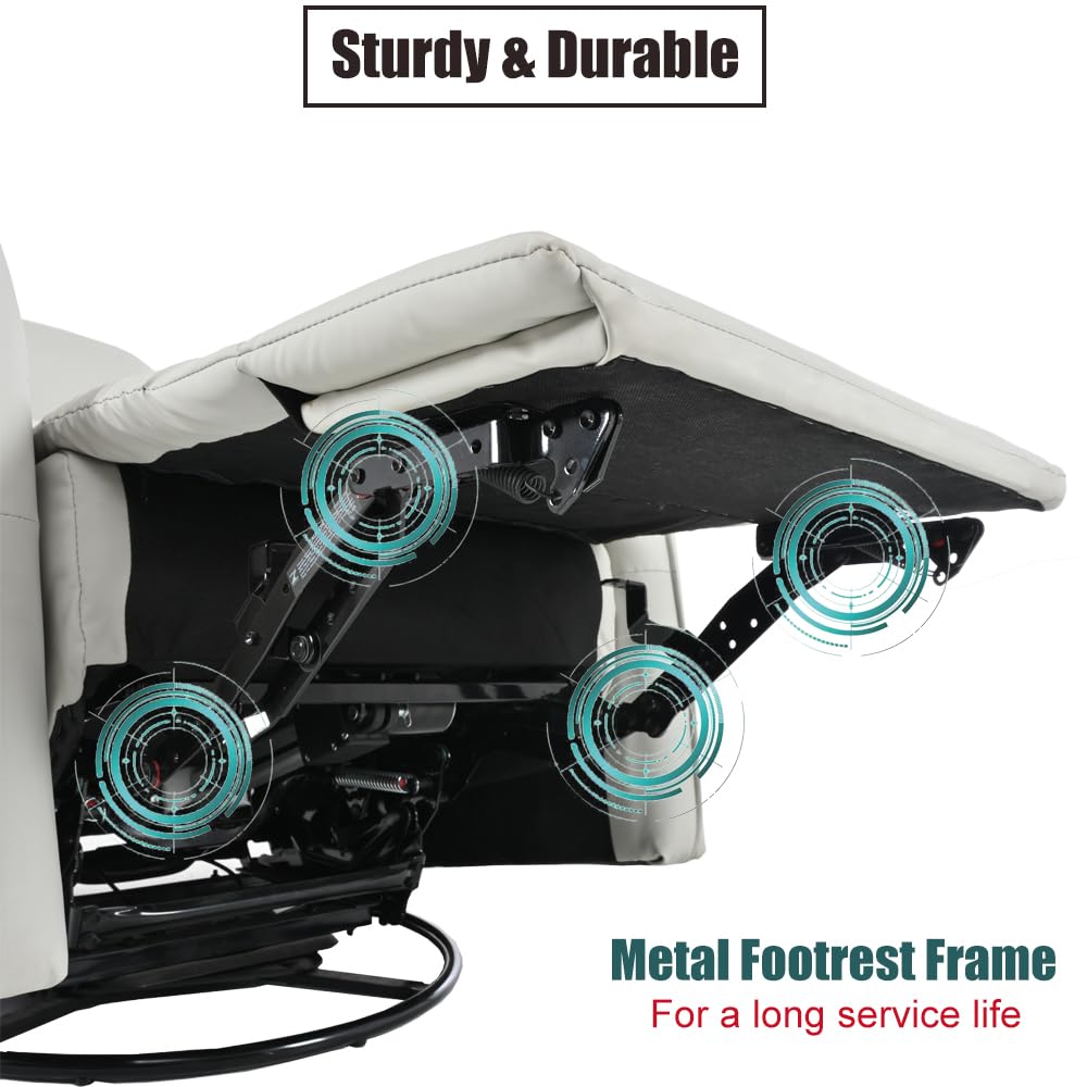 Power Swivel Rocker Recliner Chair Light Gray O165085
