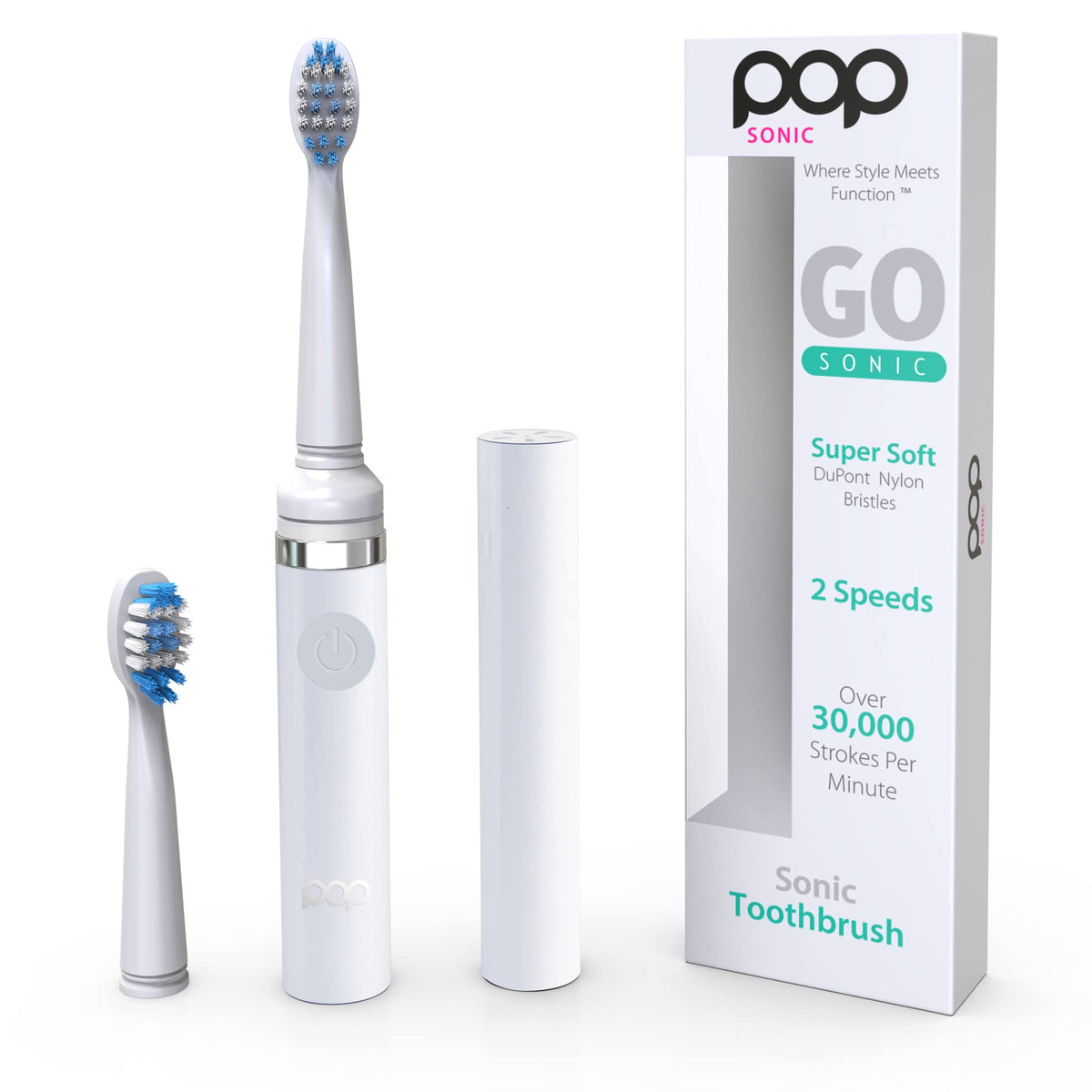 White Electric Toothbrush with 2 Replacement Heads V9247