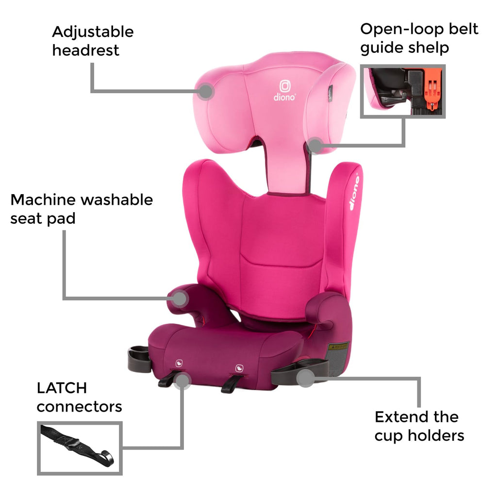 2-in-1 Belt Positioning Booster Seat, Pink W290289