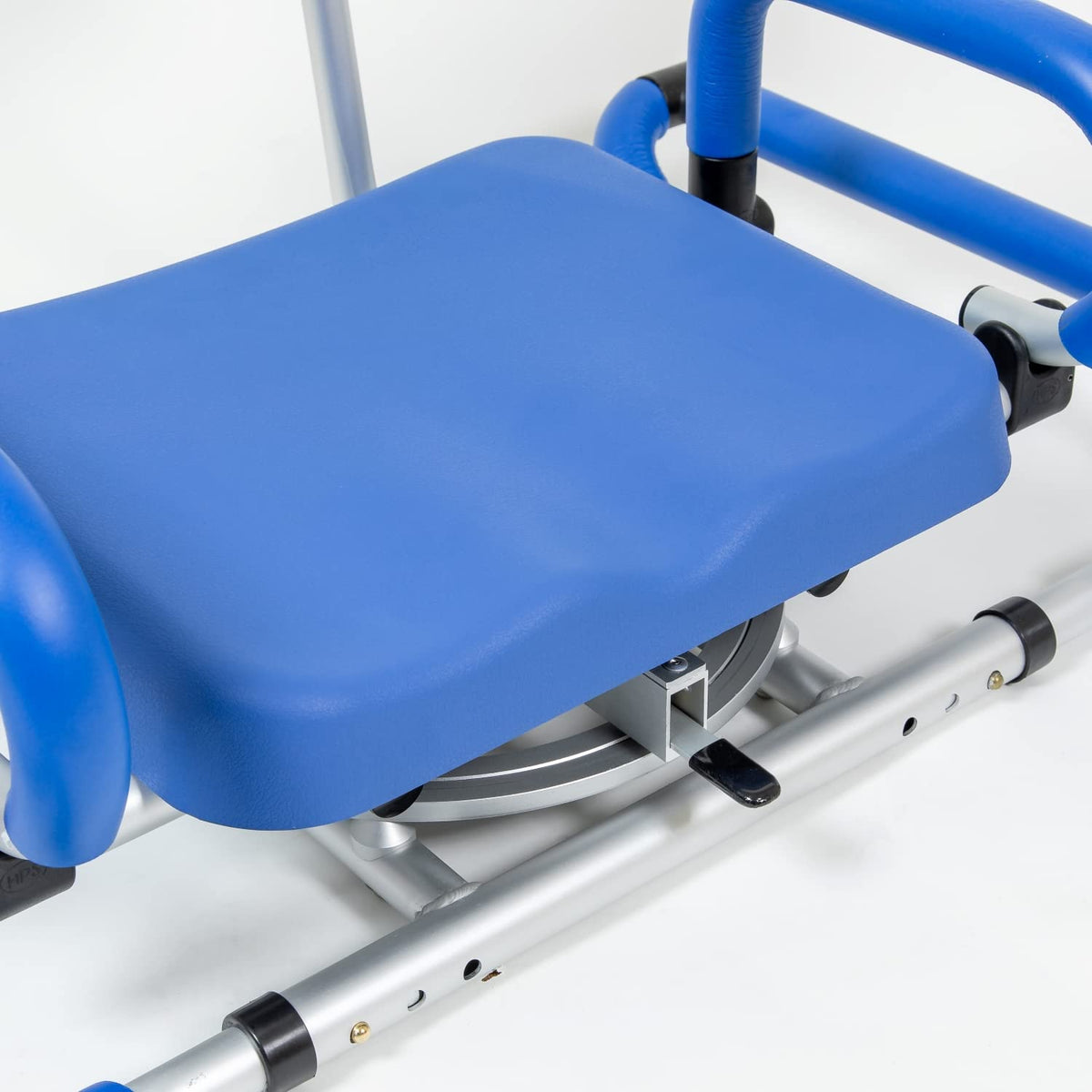 Blue Tub-Mounted Shower Chair with Padded Seat Back and Arms N3395