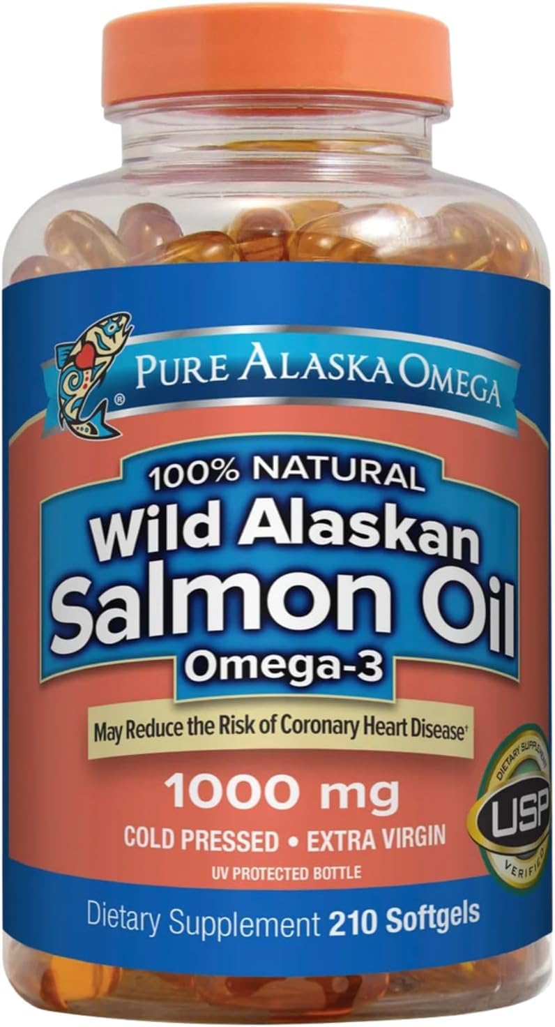 Omega-3 Wild Alaskan Salmon Oil 1000mg Softgels, 210 Count D4096