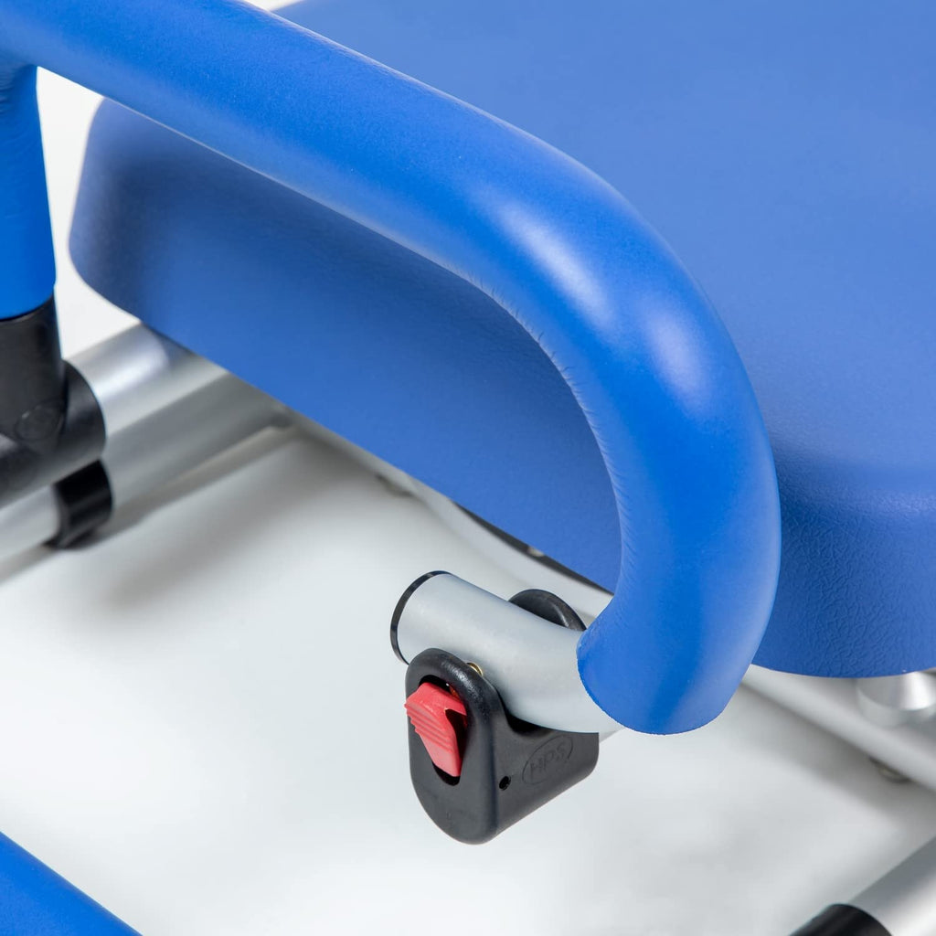 Blue Tub-Mounted Shower Chair with Padded Seat Back and Arms N3395