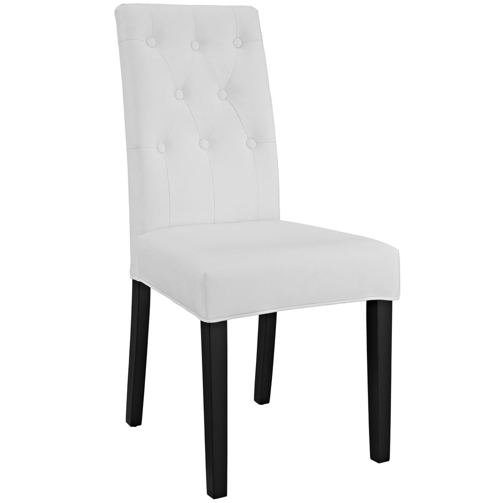 White Tufted Faux Leather Dining Chair R76876