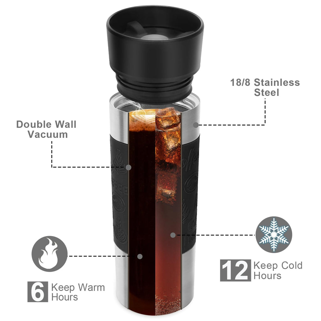 16 oz Stainless Steel Insulated Leak Proof Travel Coffee Mug H243839