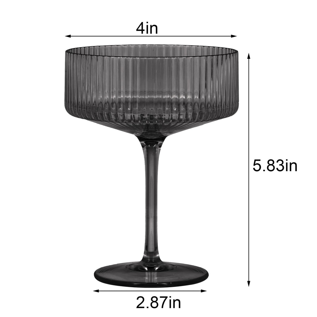 6 Pieces 10.5oz Black Ribbed Acrylic Cocktail Glasses P487797