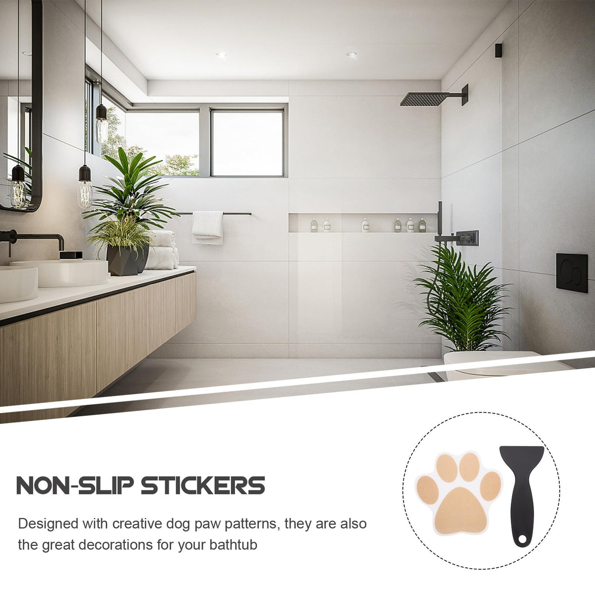 Dog Paw Non Slip Bathtub Stickers with Scraper N32426
