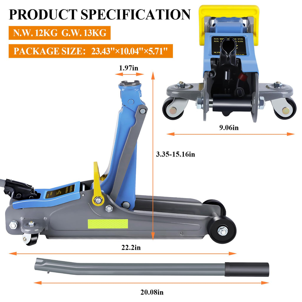 2.5 Ton Low Profile Hydraulic Floor Jack with Handle D9759