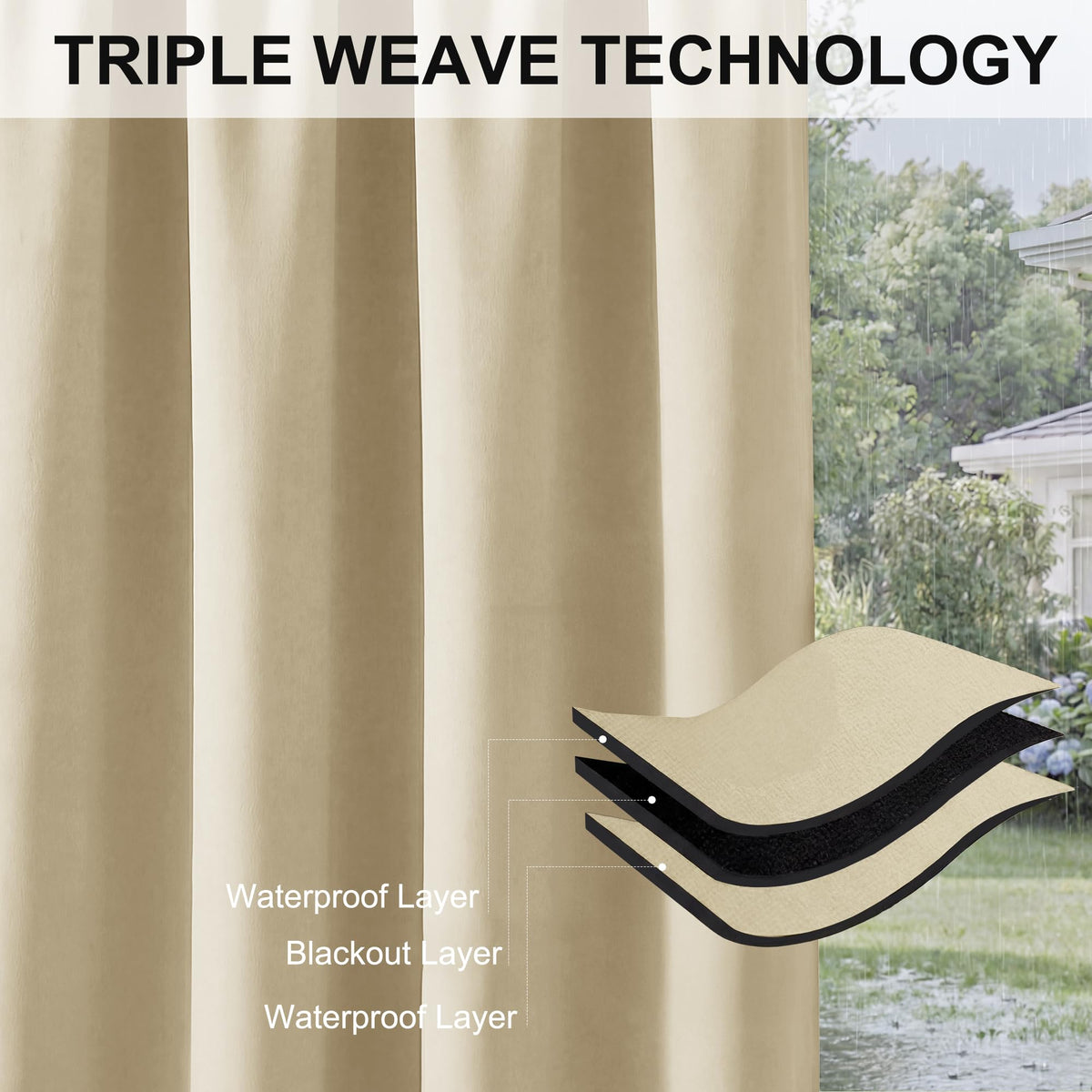 Waterproof Outdoor Curtains 2 Panels N228465