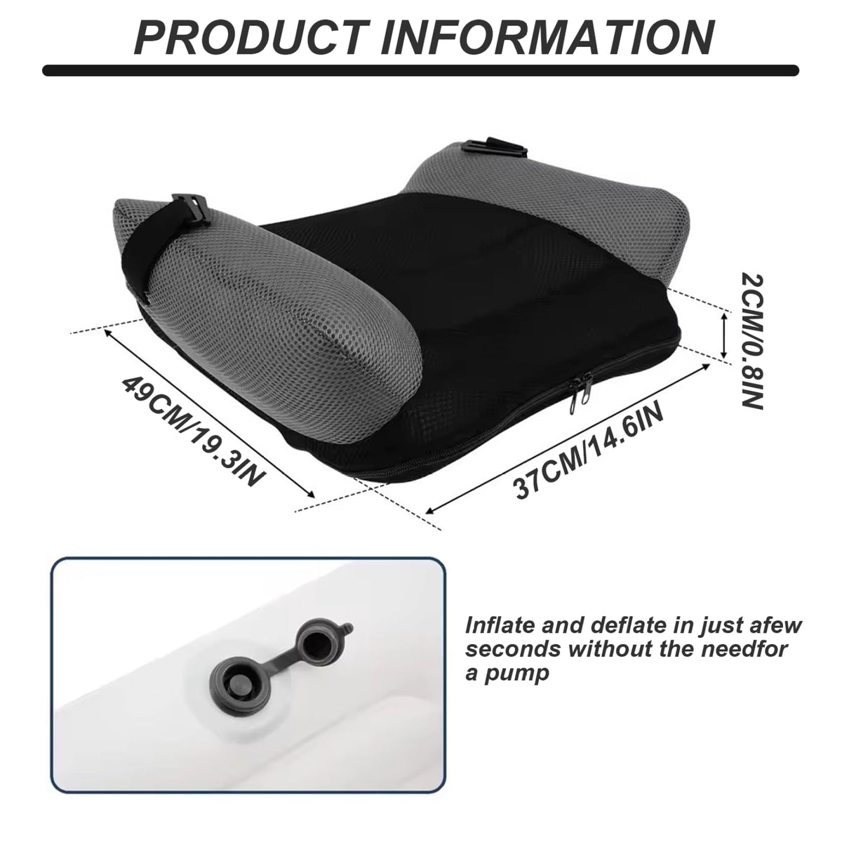 Inflatable Backless Booster Seat with Buckle & Carry Bag V866