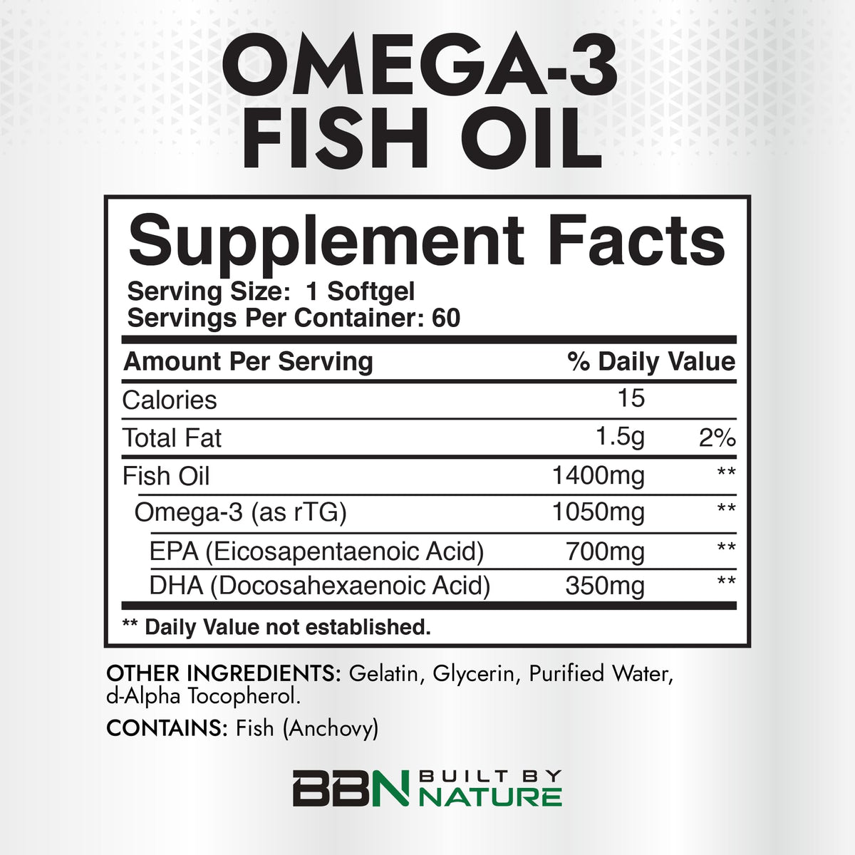 Omega 3 Fish Oil 1400 mg 60 Softgels U76611
