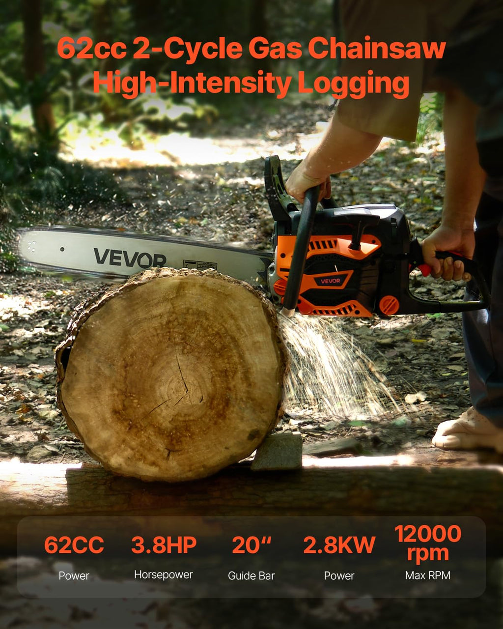 20 Inch 62CC Gas Powered Chainsaw K933404